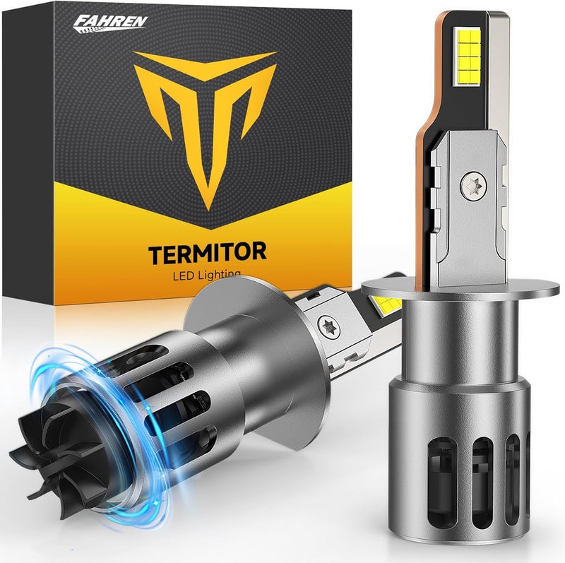 Termitor Upgraded H1 Light Bulbs, 900% Brightness with 16 CSP Chips, Real 1:1 Halogen Size, 6500K White, Canbus Ready Fog Light Bulbs, Pack of 2 - Image 1